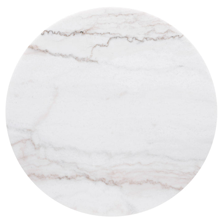 Jason Round White Marble Top Side End Table Charcoal