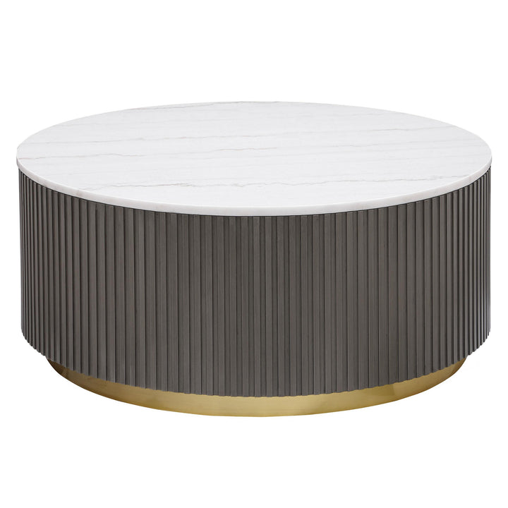Jason Round White Marble Top Coffee Table Charcoal