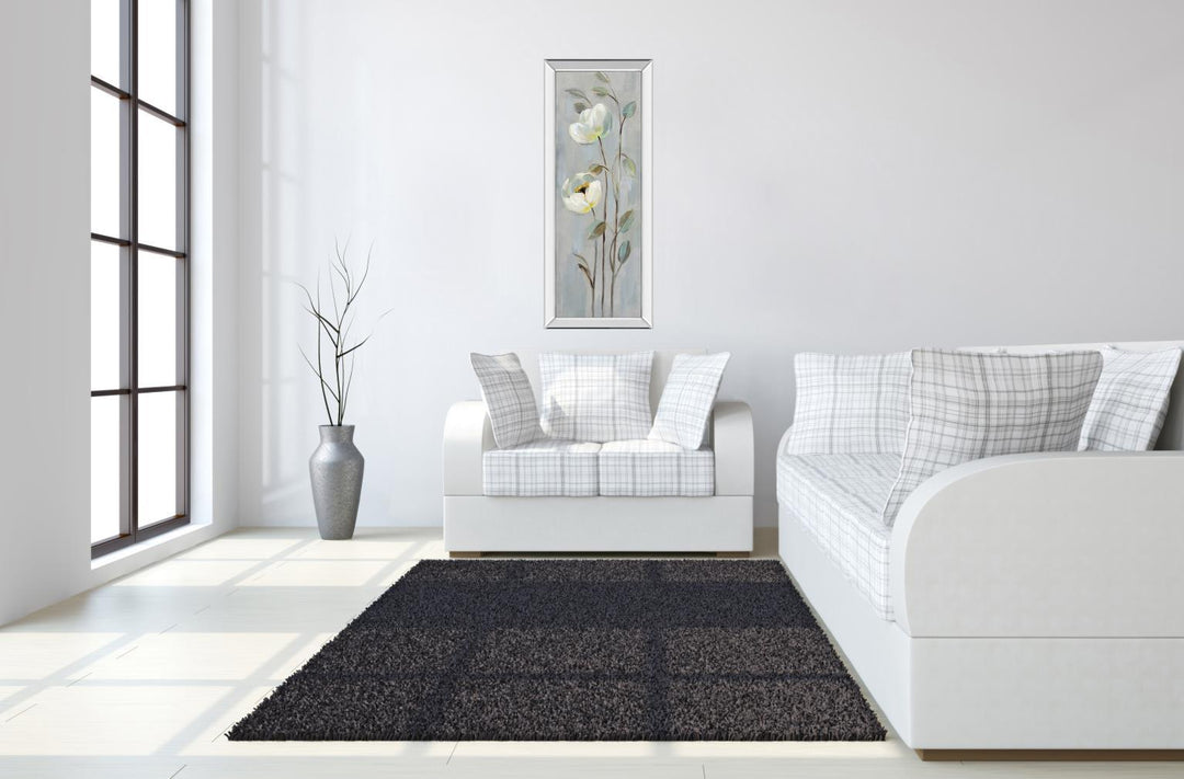 Neutral Branches II On Gray By Silvia Vassileva - Mirrored Frame Wall Art - Light Gray