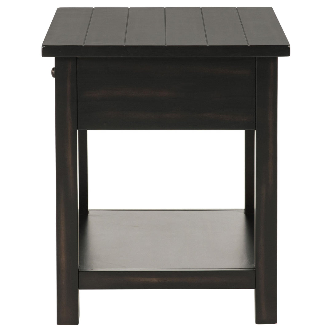 Payne 1-drawer Wood End Table with Shelf Distressed Java