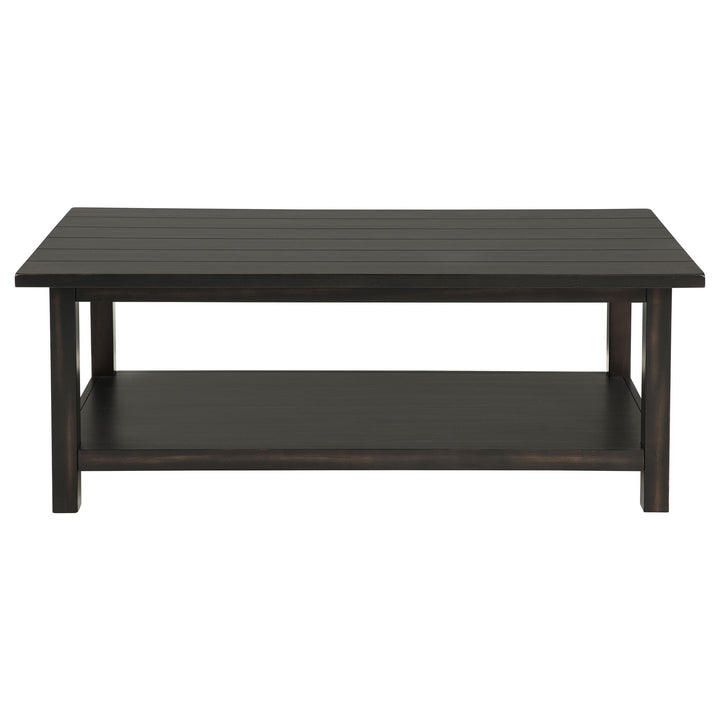 Payne Wood Coffee Table with Shelf Distressed Java