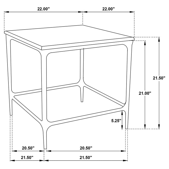 Ebby Square Genuine Marble Top Metal End Table White