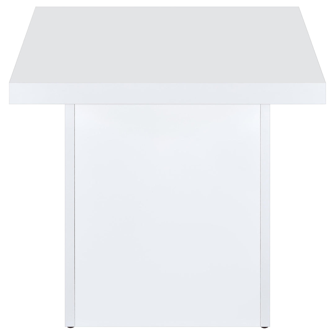 Devar Square Engineered Wood Side End Table White High Gloss