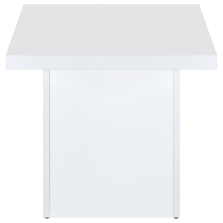 Devar Square Engineered Wood Side End Table White High Gloss