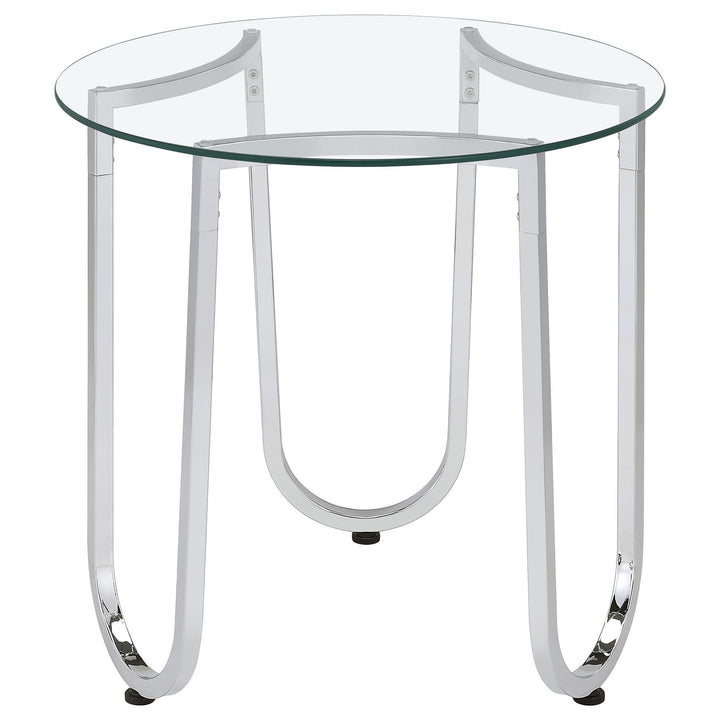 Beller 2-piece Round Tempered Glass Top Coffee Table Set Chrome