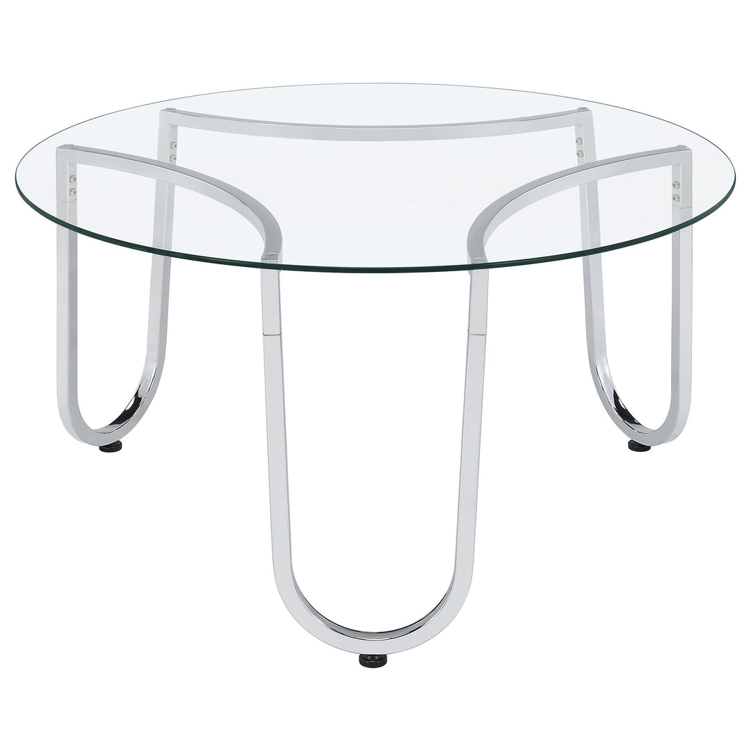 Beller 2-piece Round Tempered Glass Top Coffee Table Set Chrome
