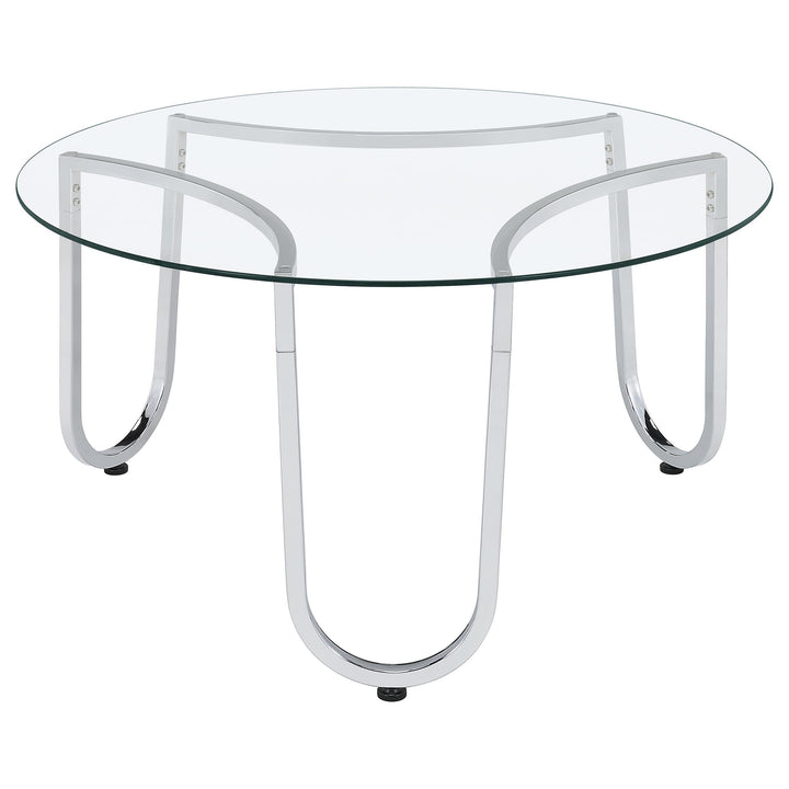 Beller 2-piece Round Tempered Glass Top Coffee Table Set Chrome