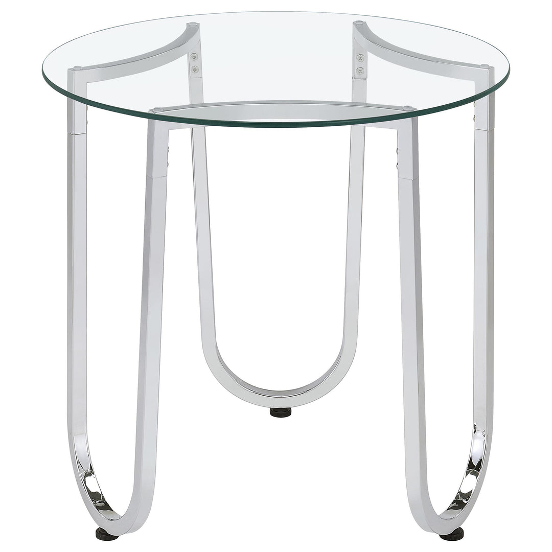 Beller 3-piece Round Tempered Glass Top Coffee Table Set Chrome