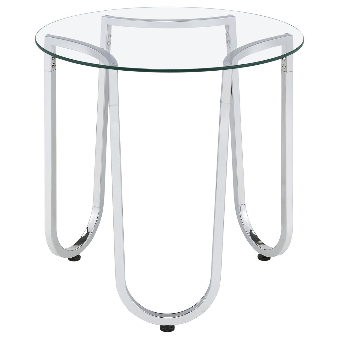 Beller 3-piece Round Tempered Glass Top Coffee Table Set Chrome