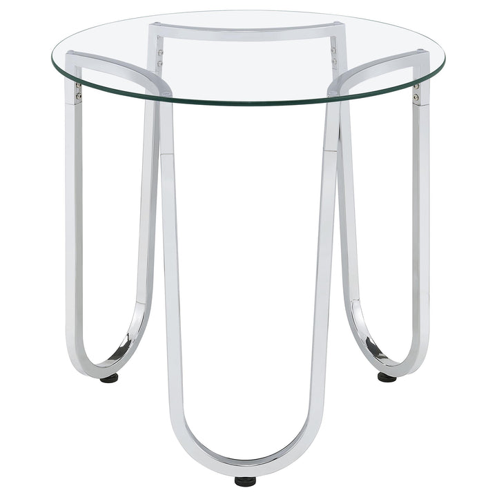 Beller 3-piece Round Tempered Glass Top Coffee Table Set Chrome