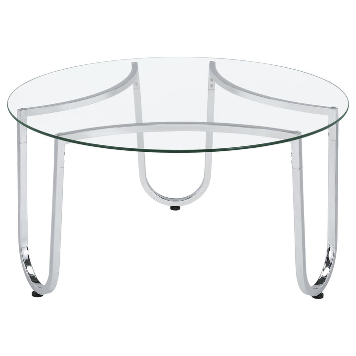 Beller 3-piece Round Tempered Glass Top Coffee Table Set Chrome