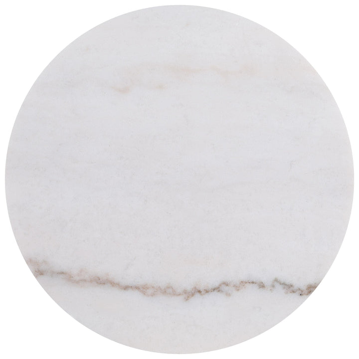 Jason Round White Marble Top Side End Table Honey Brown
