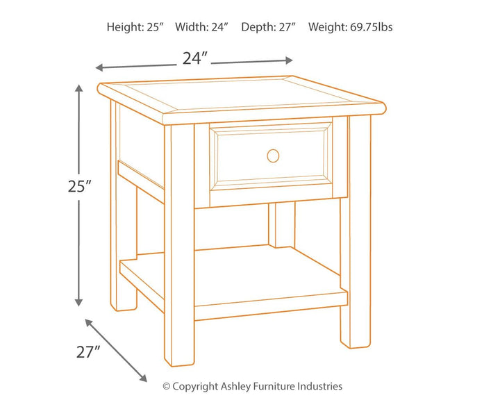 Bolanburg - White / Brown / Beige - Rectangular End Table