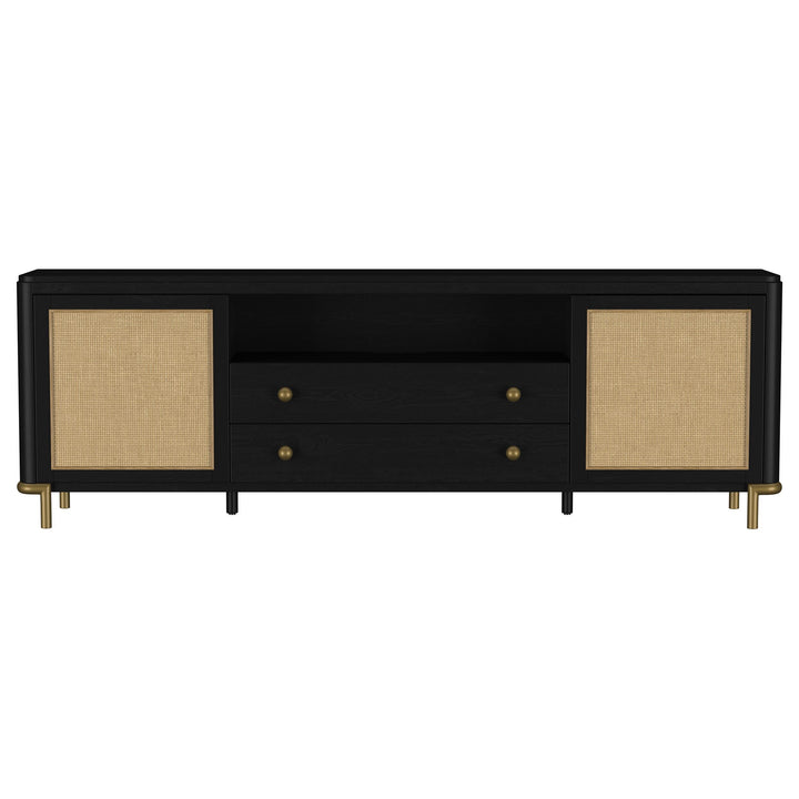 Arini Rattan Cane 2-door TV Stand Media Console Black
