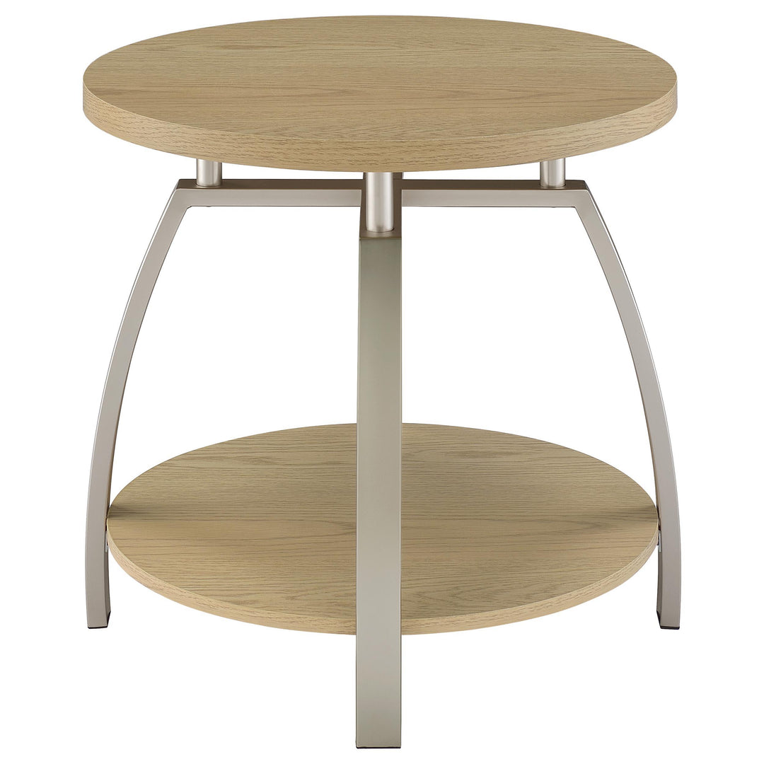 Dacre Round Engineered Wood Top Side End Table Greige