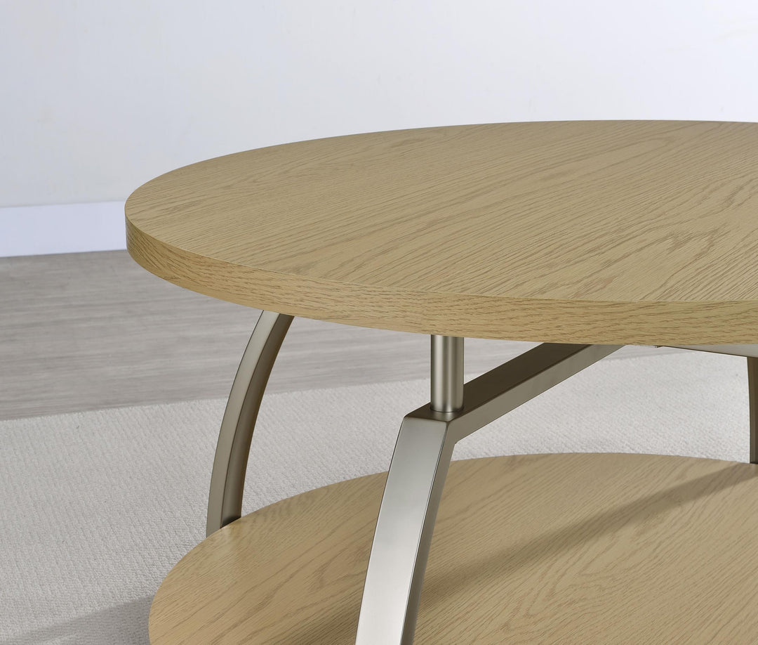 Dacre Round Engineered Wood Top Side End Table Greige