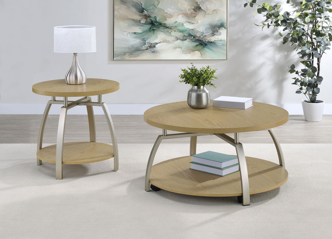 Dacre 2-piece Round Coffee and End Table Set Greige