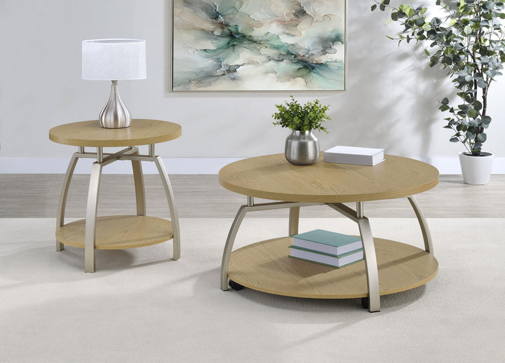 Dacre 2-piece Round Coffee and End Table Set Greige