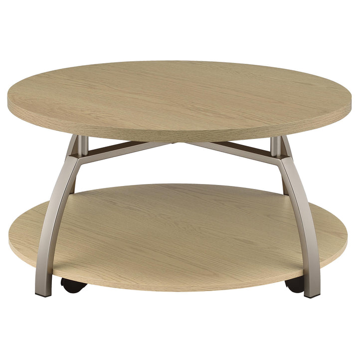 Dacre Round Engineered Wood Top Coffee Table Greige