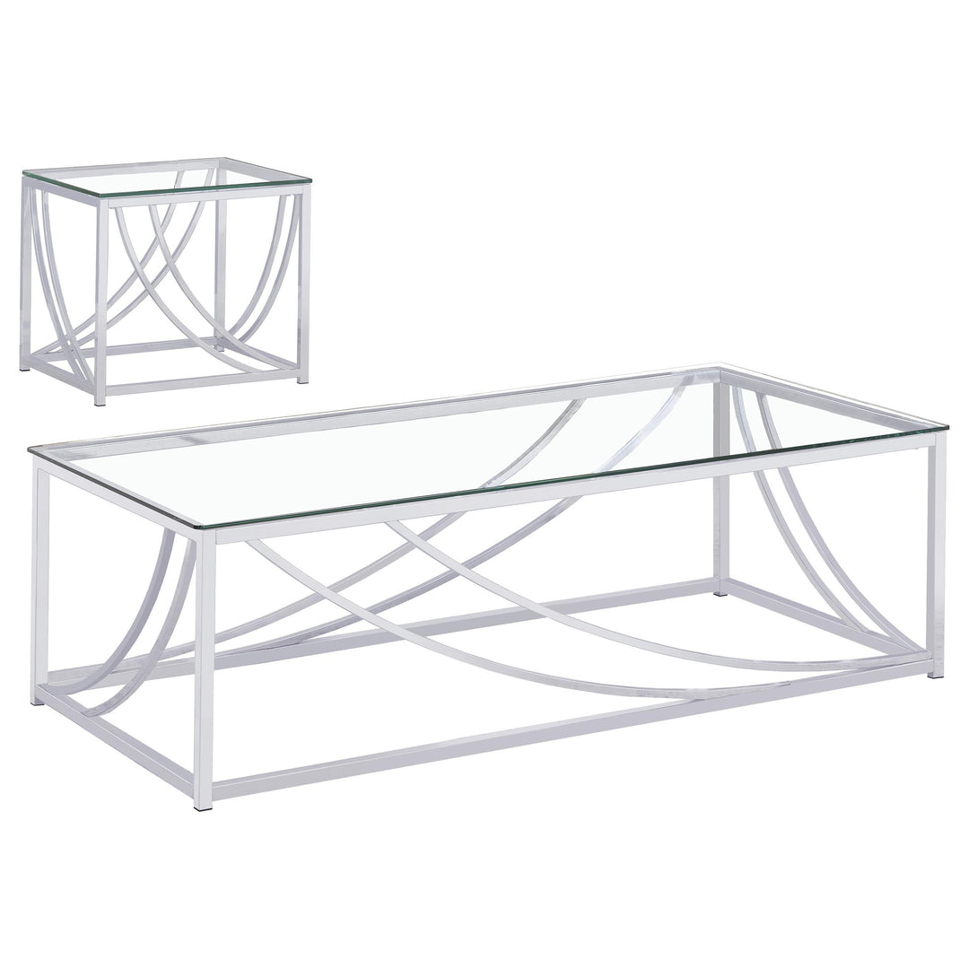 Lille 2-piece Glass Top Coffee And End Table Set Chrome