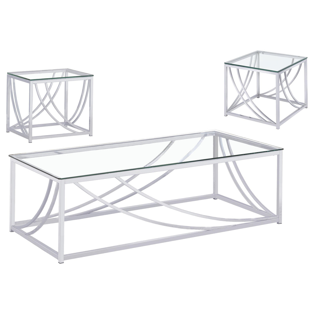 Lille 3-piece Glass Top Coffee And End Table Set Chrome
