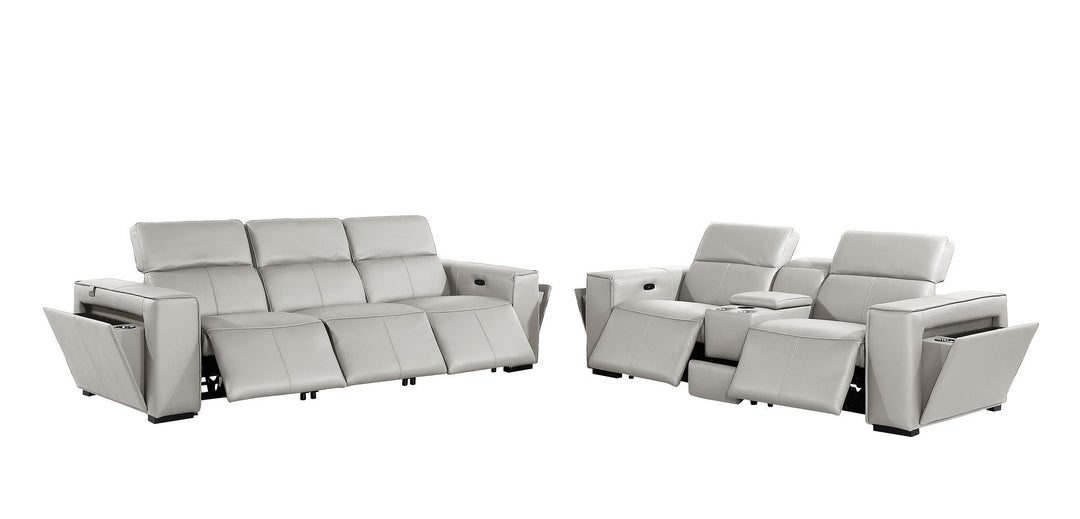1224 - 6-Piece Modular Power Reclining Sofa And Console Loveseat Set In With 5 Power Recliners &amp; Power Headrests