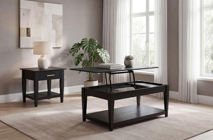 Lindenton 1-drawer Wood Occasional Side End Table Black