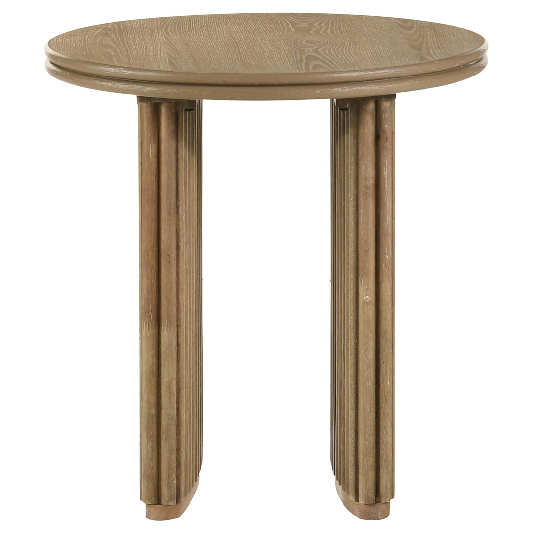 Adina 2-piece Round Coffee Table Set Distressed Light Brown