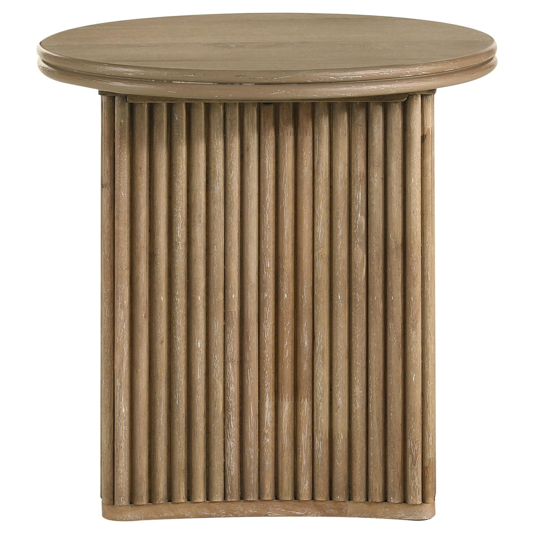 Adina 2-piece Round Coffee Table Set Distressed Light Brown
