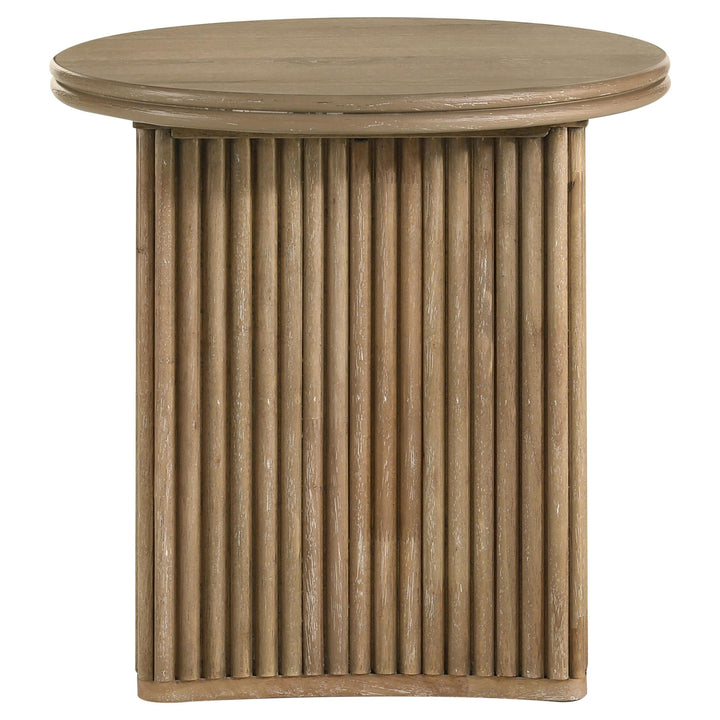 Adina 2-piece Round Coffee Table Set Distressed Light Brown