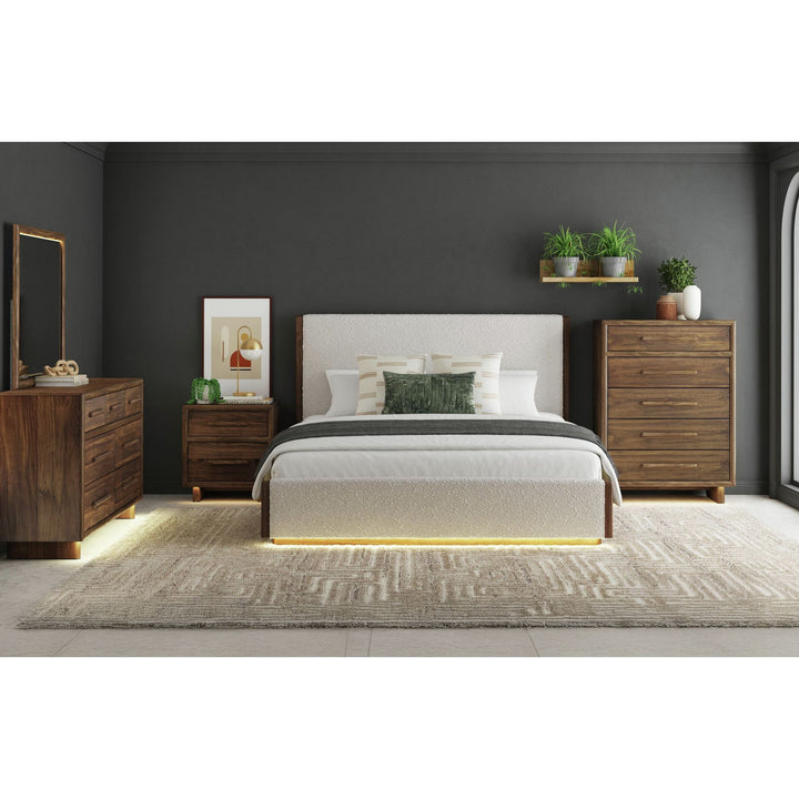 Brisbane - Nightstand With USBC And LED - Brown