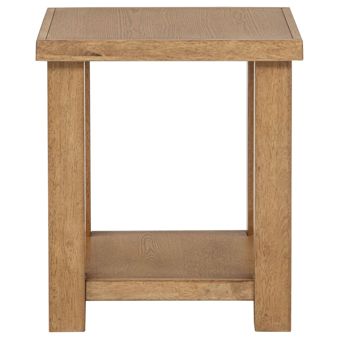 Beasley Square Wood End Side Table With Shelf Golden Oak