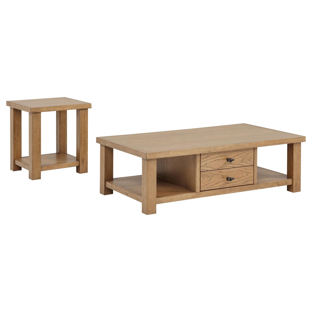 Beasley 2-Piece Wood Coffee Table Set Golden Oak