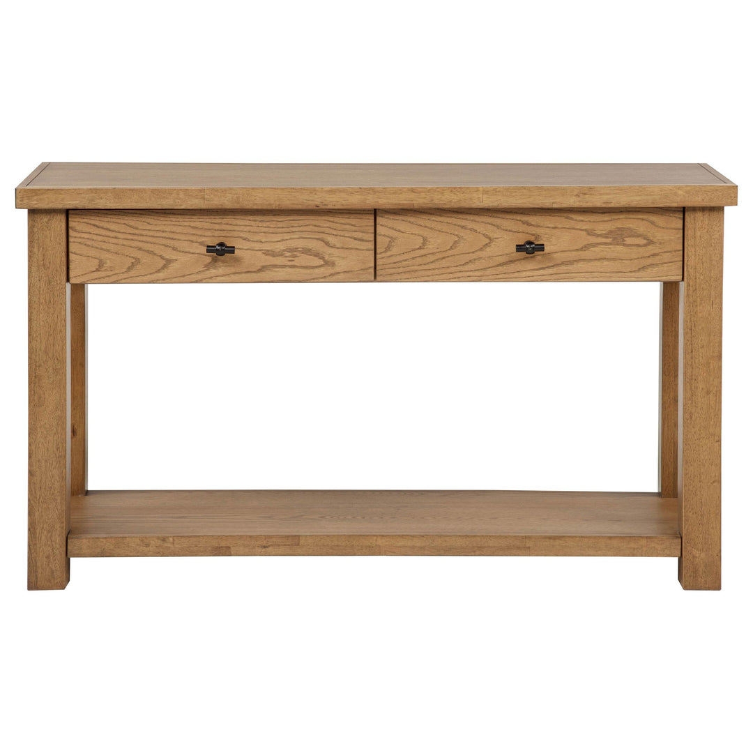 Beasley 2-Drawer Wood Console Table Golden Oak