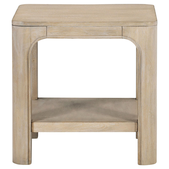 Solano Square Wood Side End Table with Shelf Weathered Mango