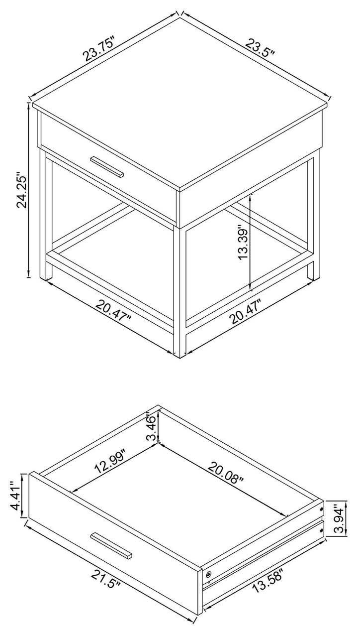 Byers 1-drawer Square Engineered Wood End Table Brown Oak