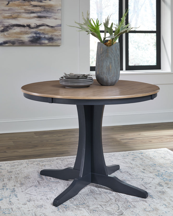 Landocken - Brown / Blue - Round Dining Room Table