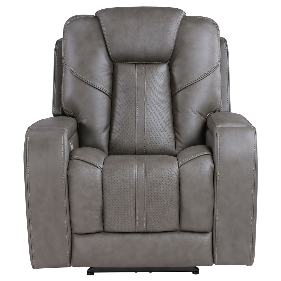 Daniel - Triple Power Leather Theat Recliner - Gray