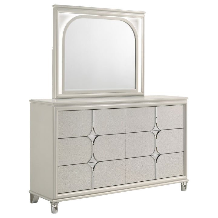 Olivia - 6-Drawer Dresser And LED Mirror - Pearl White