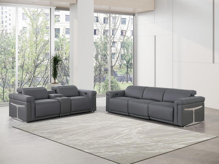 1126 - 6-Piece Modular Power Reclining Sofa And Console Loveseat Set In With 5 Power Recliners & Power Headrests