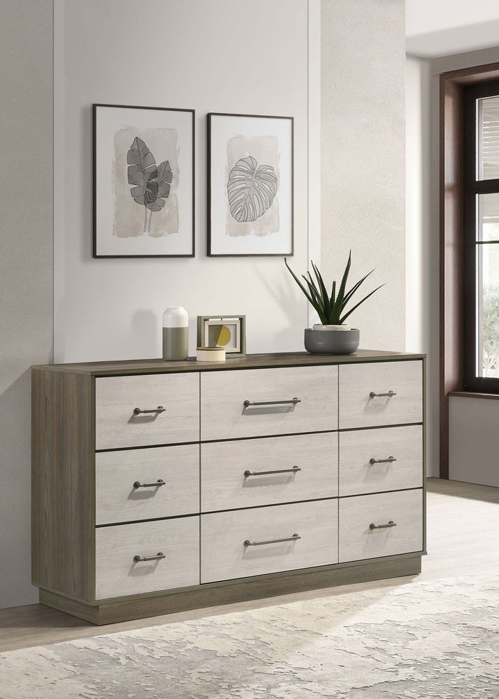 Fenwick - 9-Drawer Dresser - Gray Oak