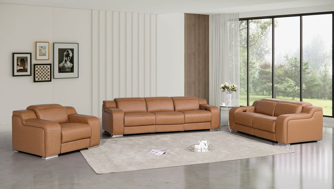 1116 - 6-Piece Modular Power Reclining Sofa, Loveseat & Chair Set In With 6 Power Recliners & Power Headrests