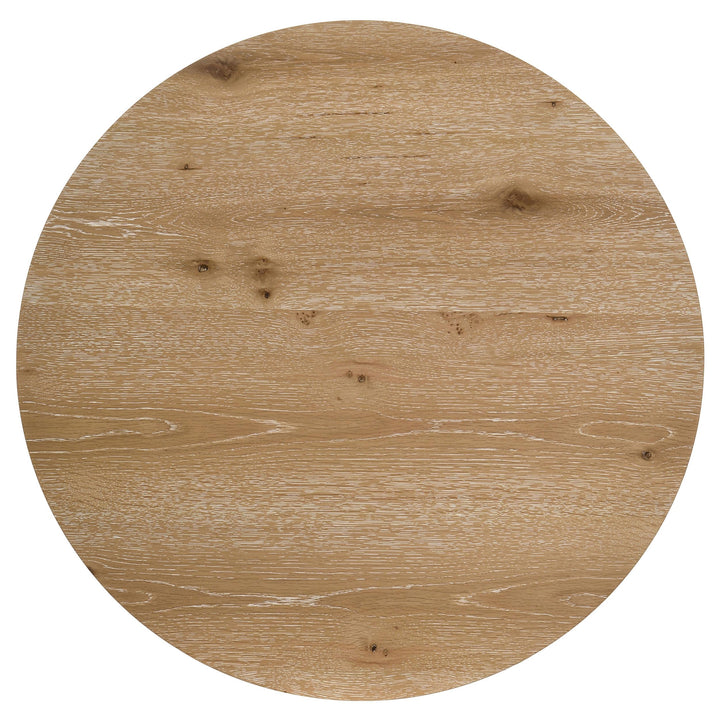 Kessler Round Sculptural Wood Coffee Table Light Oak