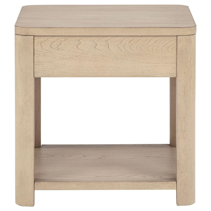 Marcelo Wood End Table with Drawer and Shelf Light Elm