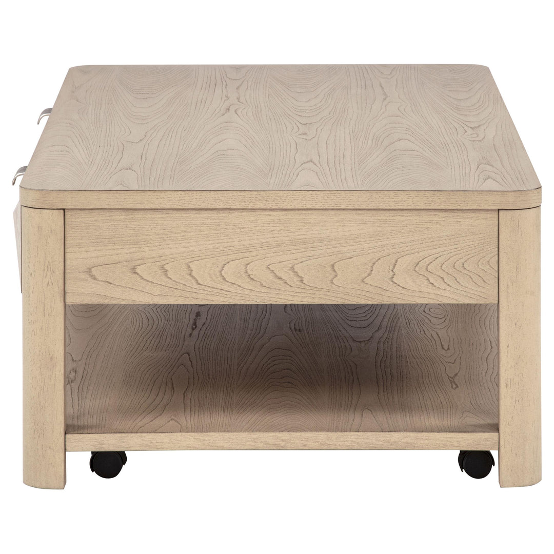 Marcelo Wood Coffee Table with 2 Drawers and Shelf Light Elm