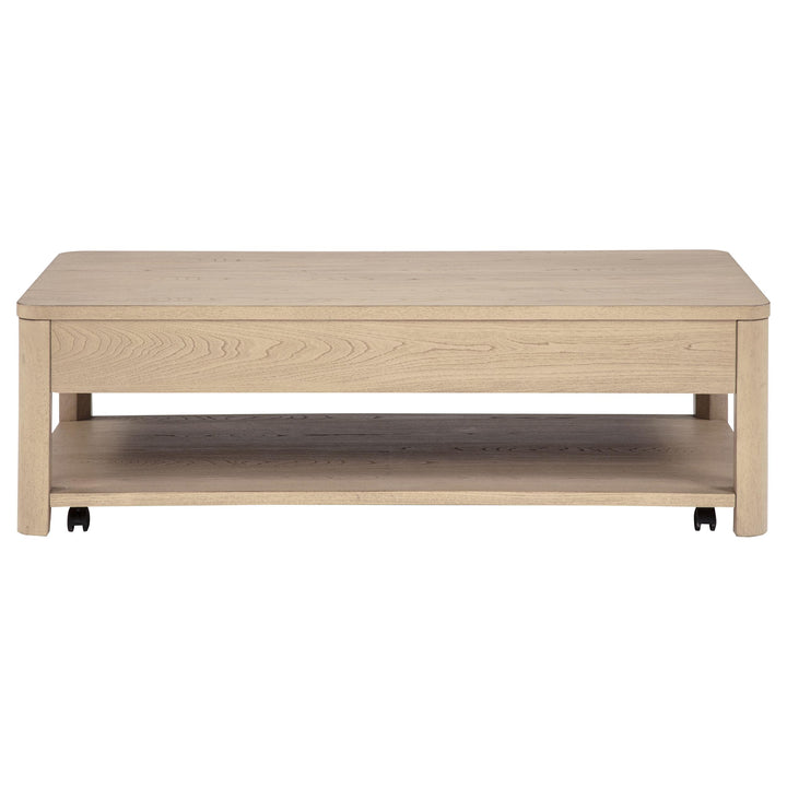 Marcelo Wood Coffee Table with 2 Drawers and Shelf Light Elm