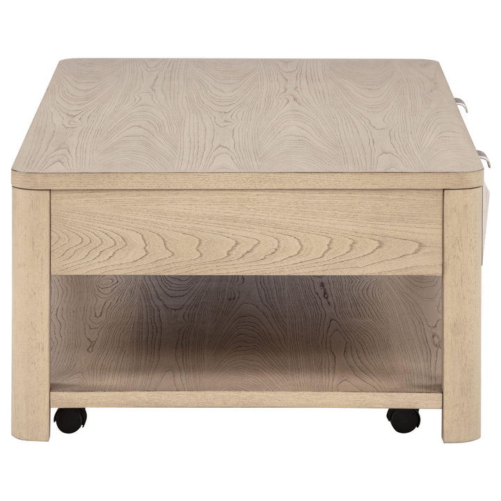 Marcelo Wood Coffee Table with 2 Drawers and Shelf Light Elm