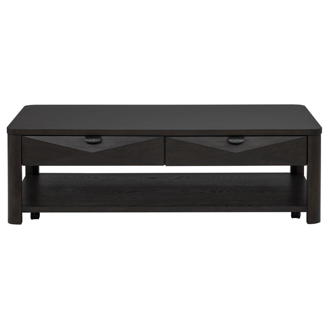 Marcelo Wood Coffee Table with 2 Drawers and Shelf Coffee