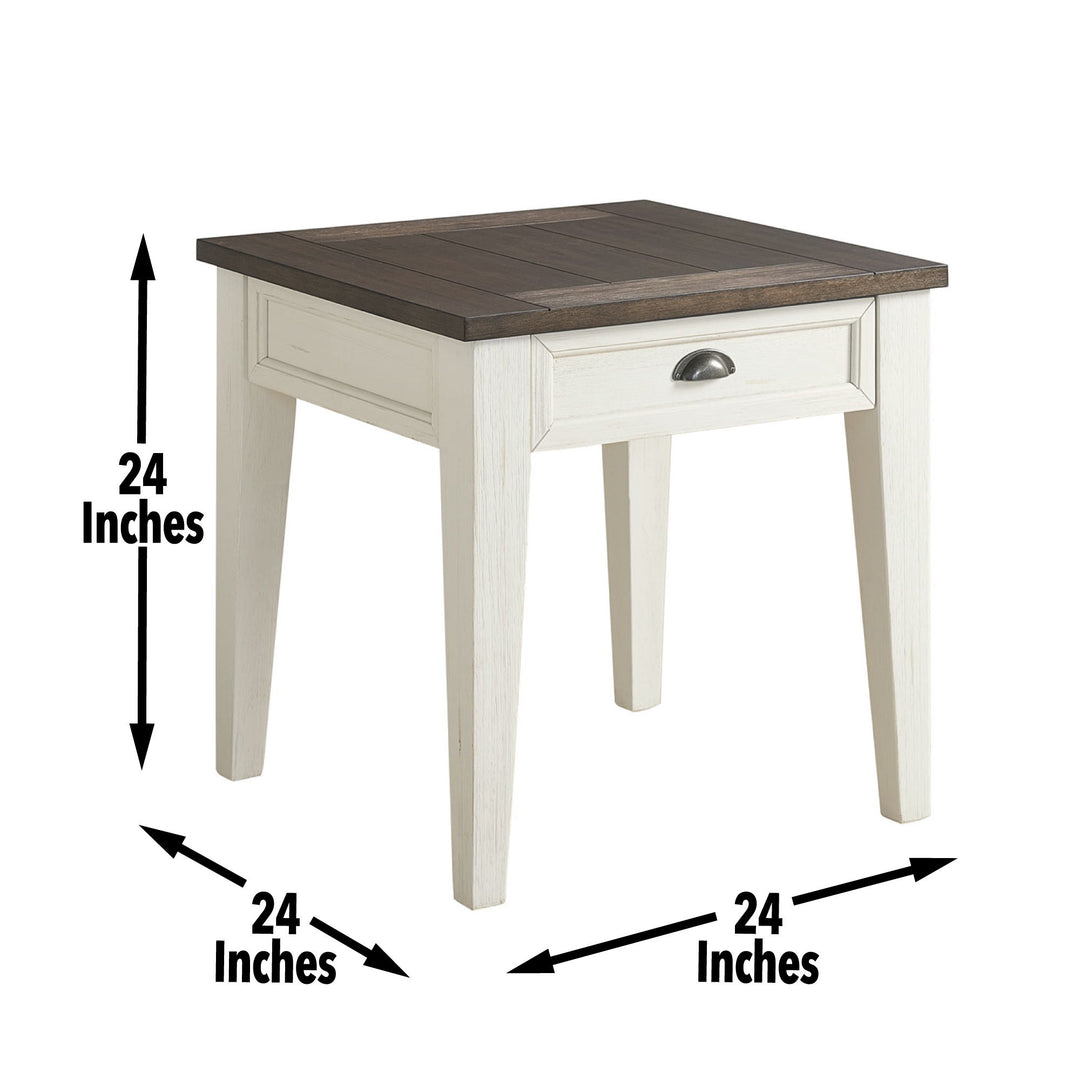 Cayla - End Table - Dark Oak / White