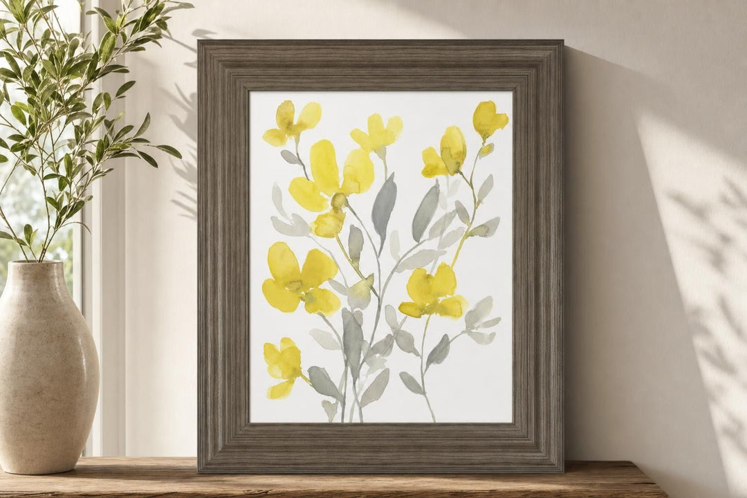 22x26 Yellow &amp; Grey Garden I By Jennifer Goldberger - Yellow